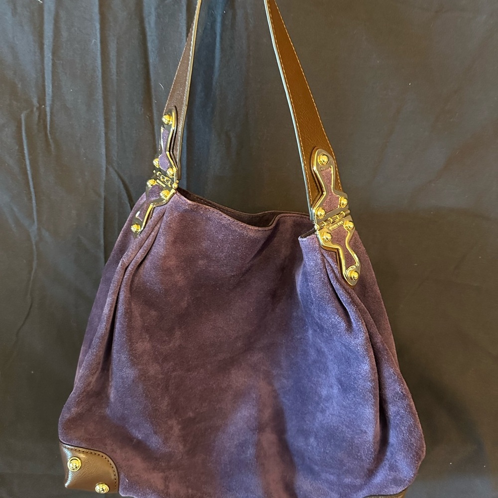Purple suede Michael Kors hobo bag